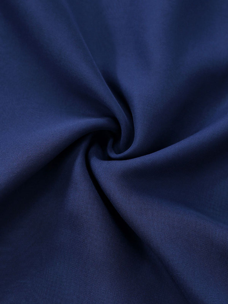 [Vorverkauf] [Übergröße] Marineblau 1940s Brosche Chiffon Wickel Kleid