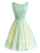 [Vorverkauf] Gelb Grün 1950er Bootskragen Netz Kleid