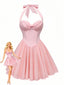 1960er Uni Halter Bindeband Fischgräten Tutu Kleid