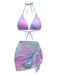 3PCS Y2K Halter Ombre Bikini Set & Cover-Up
