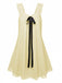 Gelb 1960er Solide Bogen Rückenfrei Spitze Babydoll Kleid