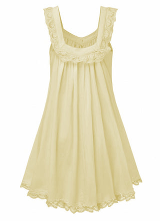 Gelb 1960er Solide Bogen Rückenfrei Spitze Babydoll Kleid