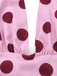 Pfirsichrosa Polka-Dot-Midikleid mit V-Ausschnitt und Neckholder im Stil der 1930er Jahre, Größe 7
