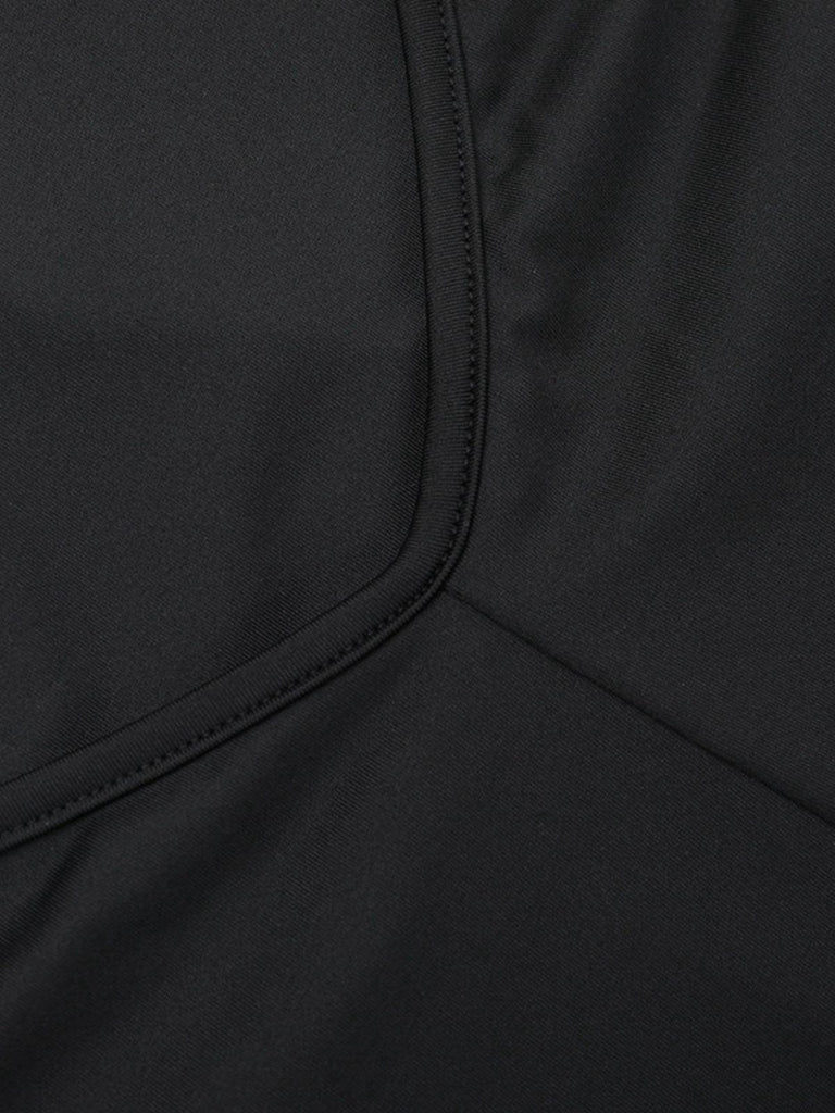 [Vorverkauf] Schwarz 1980er Solide Halter Rückenfrei Ausgestellt Jumpsuit