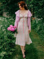 1950er Pastell Kariert Rüschen Bogen Herzausschnitt Kleid