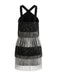 Schwarz 1920er Riemchen Fransen Pailletten Cocktail Kleid