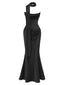 80er trägerloses Kleid mit Drapierung und Schal