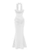 Trägerloses 80er Bodycon-Kleid mit Raffung und Schal
