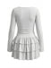80er Minikleid mit Taillenraffung und gestuftem Rüschensaum