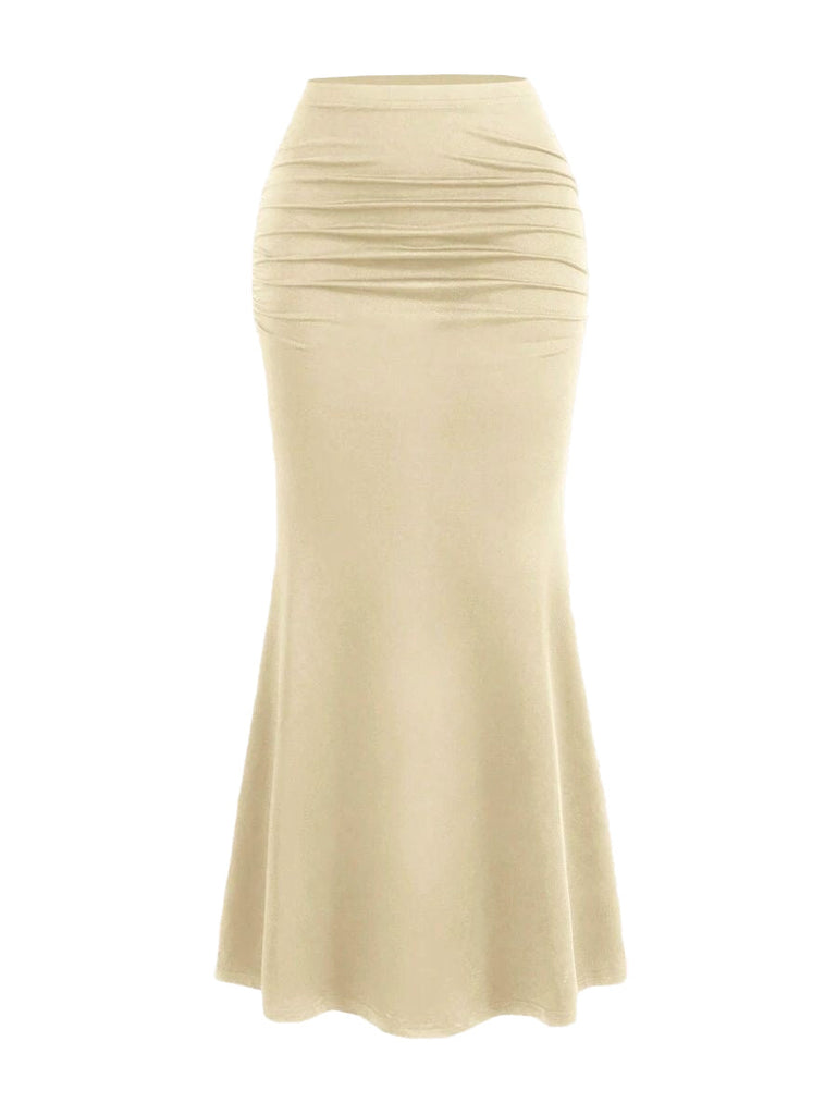 30er Maxirock mit Hohe Taille und Raffung