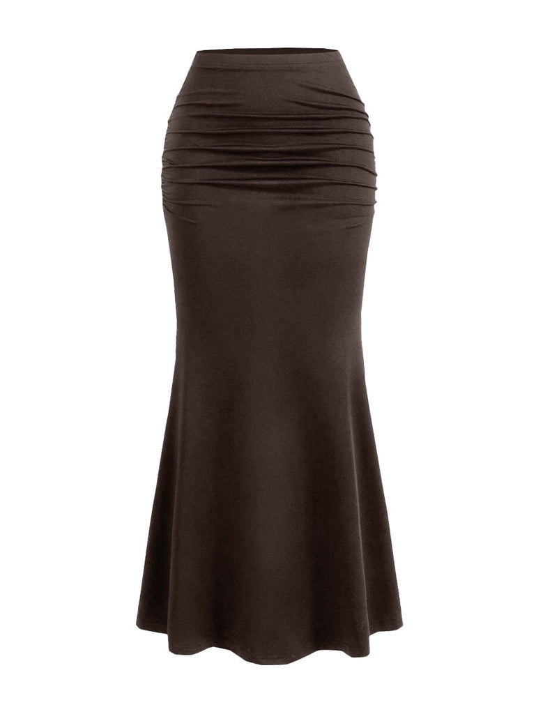 30er Maxirock mit Hohe Taille und Raffung