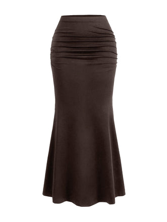 30er Maxirock mit Hohe Taille und Raffung