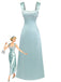 1930er Satin Strassstein Breite Träger Maxi Kleid