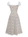 [Vorverkauf] Blau 1940er Blumen Farbblock Schleife Kleid