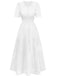 1940er Ösen Spitze V-Ausschnitt Gestuft Maxi Kleid
