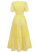 1940er Ösen Spitze V-Ausschnitt Gestuft Maxi Kleid