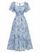 Grün 1930er Schmetterling Flatterärmel Chiffon Kleid
