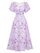 Grün 1930er Schmetterling Flatterärmel Chiffon Kleid