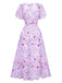 Grün 1930er Schmetterling Flatterärmel Chiffon Kleid