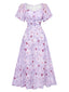 Lavendel 1930er Schmetterling Flatterärmel Chiffon Kleid