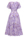 Grün 1930er Schmetterling Flatterärmel Chiffon Kleid