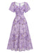 Grün 1930er Schmetterling Flatterärmel Chiffon Kleid