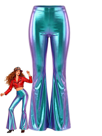 Silber 1970er Karneval Disco Ausgestellt Bein Hose