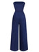 Dunkelblauer Wickel-Jumpsuit mit weitem Bein im Stil der 1940er Jahre, Größe 4
