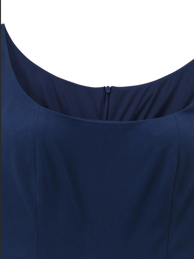 [Vorverkauf] Blau 1940er Farbblock U-Ausschnitt Romper