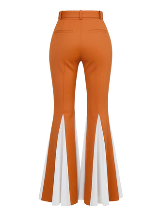 [Vorverkauf] Orange 1970er Uni Patchwork Baumwolle Gürtel Schlaghose