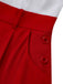 Rot 1950er Sailor Collar Gürtel Ärmellos A-Linie Kleid