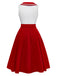 Rot 1950er Sailor Collar Gürtel Ärmellos A-Linie Kleid