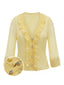 [Vorverkauf] Hellgelb 1940er Rüschen V-Ausschnitt Bluse