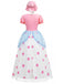 40er Kleid mit Puffärmeln und Polka-Dots, Bo-Peep-Cosplay-Stil in Rosa