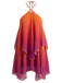 Orange 1960er Farbverlauf Halter Gestuft Chiffon Mini Kleid
