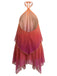 Orange 1960er Farbverlauf Halter Gestuft Chiffon Mini Kleid