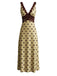Khaki 1930er V-Ausschnitt Polka Dot Spitzenbesatz Ärmelloses Kleid
