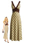 Khaki 1930er V-Ausschnitt Polka Dot Spitzenbesatz Ärmelloses Kleid