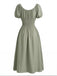 Grünes Boho-Kleid im Stil der 1950er Jahre mit eckigem Ausschnitt und Puffärmeln, Größe 3
