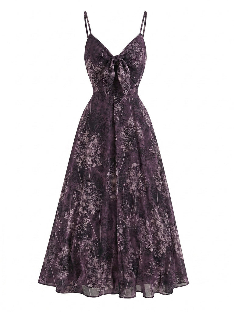 Bunt 1930er Blumen V-Ausschnitt Boho Slip Kleid
