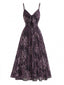 Lila 1930er Blumen V-Ausschnitt Boho Slip Kleid