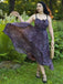 Lila 1930er Blumen V-Ausschnitt Boho Slip Kleid
