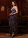 Lila 1930er Blumen V-Ausschnitt Boho Slip Kleid