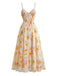 Bunt 1930er Blumen V-Ausschnitt Boho Slip Kleid