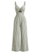Blau 1950er Streifen Verdreht Cutout V-Ausschnitt Jumpsuit