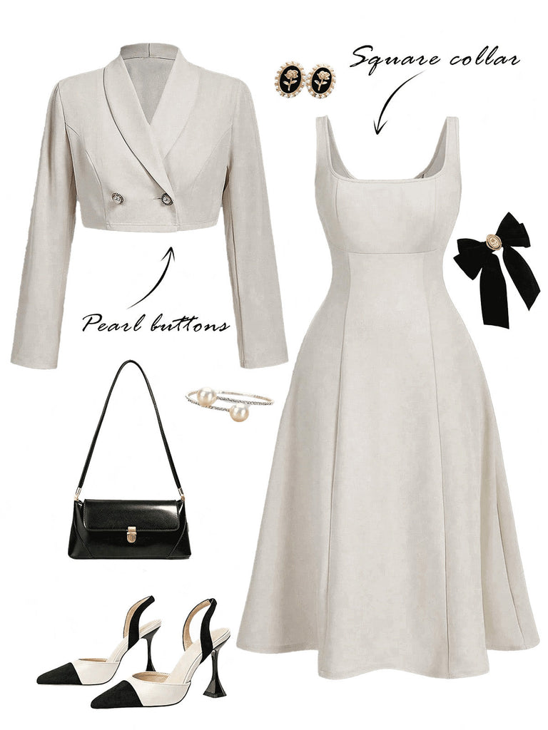 Elfenbeine 50er Jacke mit A-Linie