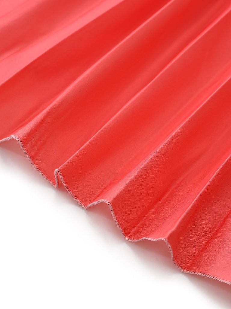 Mehrfarbiges 1930er Neckholder Gradient Plissiertes Maxikleid