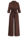 Dark Coffee 1950s V Neck Belted Jumpsuit 5