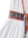 Weißes, ärmelloses Boho-Minikleid im Stil der 1970er Jahre mit V-Ausschnitt, Größe 4