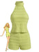 Grün 40er Top & Shorts mit Neckholder und Spitze